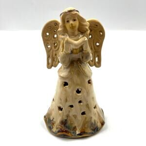 Vintage Glazed Ceramic Bell Caroling Angel Free‎ Standing Decor Piece Christmas